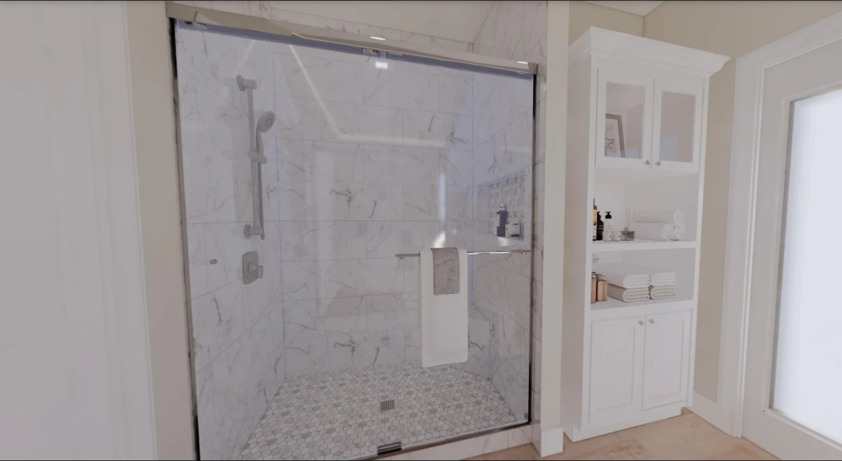 Casita bath 3D rendering, view 2