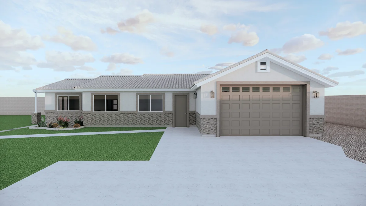 Casita garage design 3D rendering, view 2