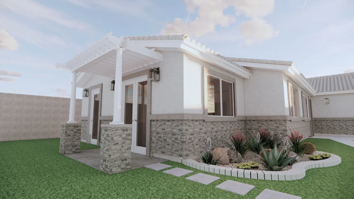 Casita garage design 3D rendering, view 4