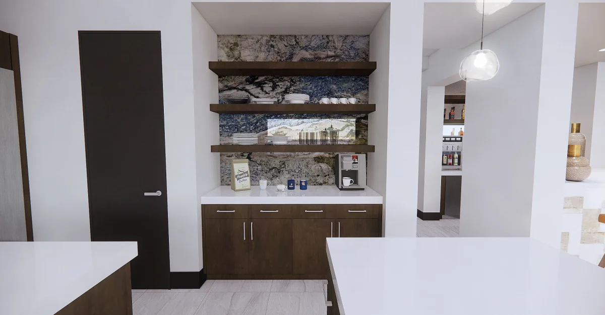 Kitchen coffee bar 3D rendering design