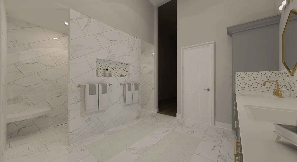 Contemporary bath 3D rendering design