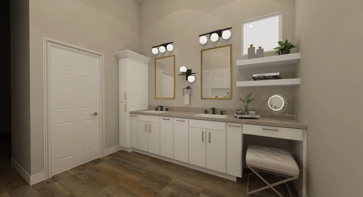 Contemporary bath 3D rendering, view 3