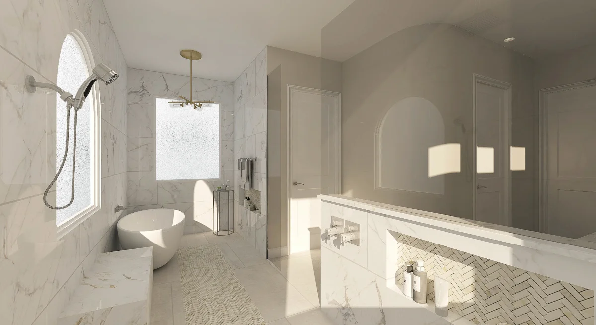 Contemporary bathroom 3D rendering design