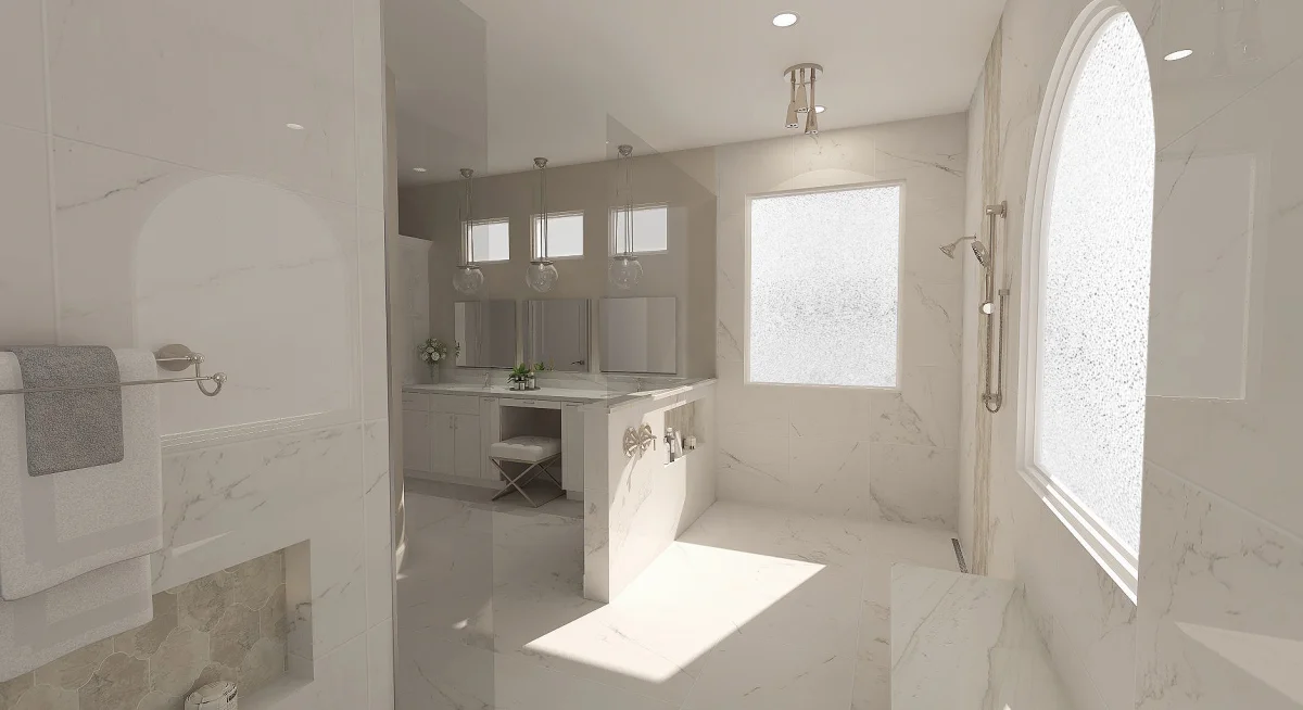 Contemporary bathroom 3D rendering, view 4