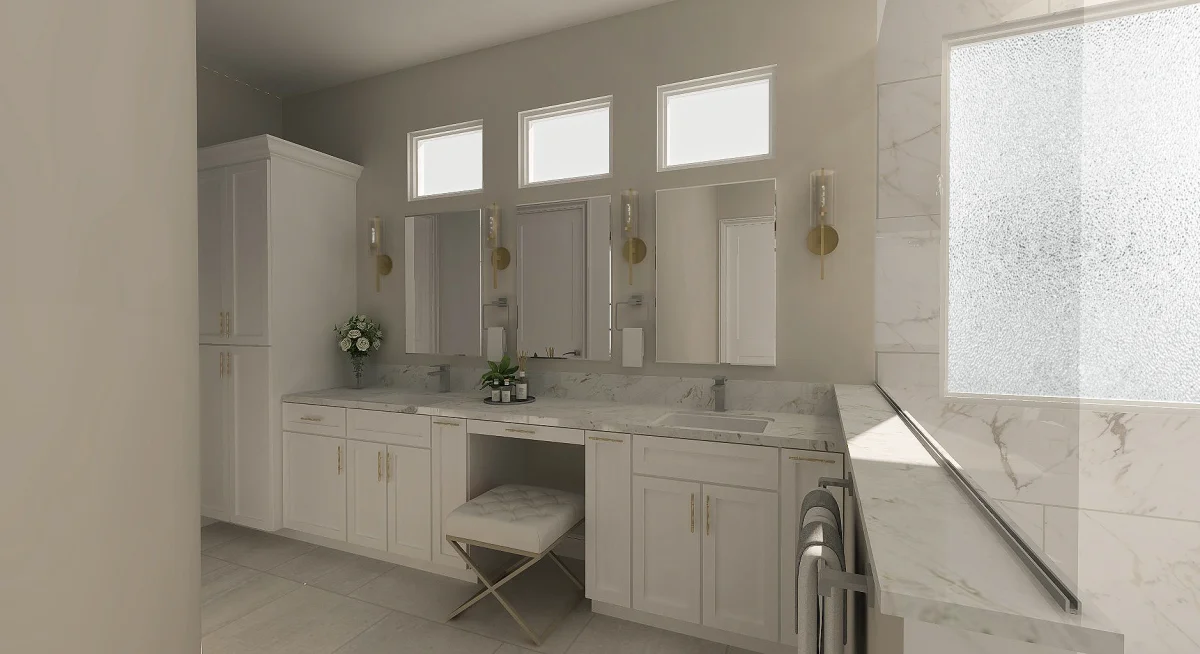 Contemporary bathroom 3D rendering, view 6