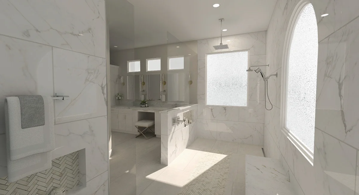 Contemporary bathroom 3D rendering, view 8
