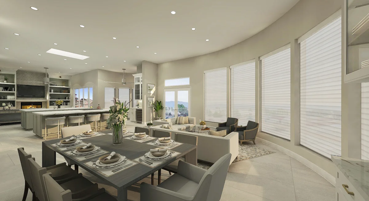 Contemporary great room 3D rendering