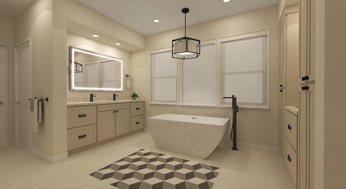 Modern bath 3D rendering design