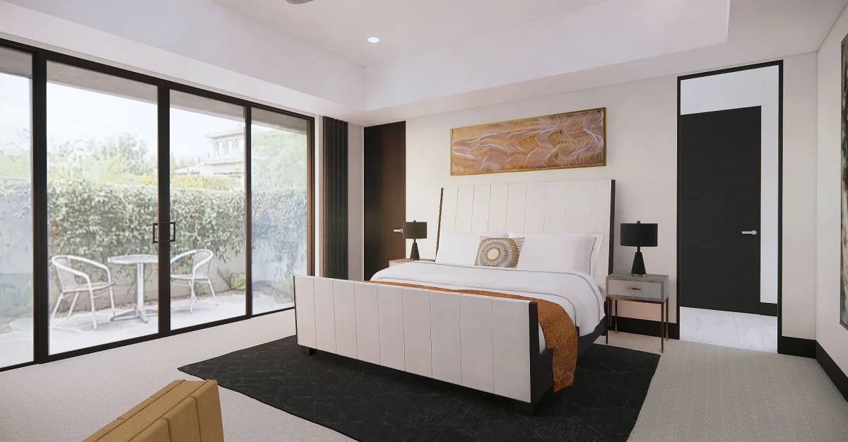 Modern bedroom 3D rendering design