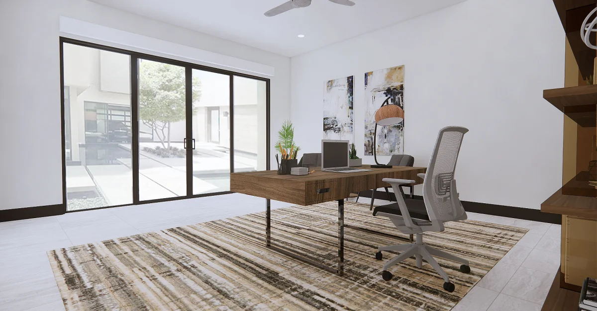 Modern home office 3D rendering design