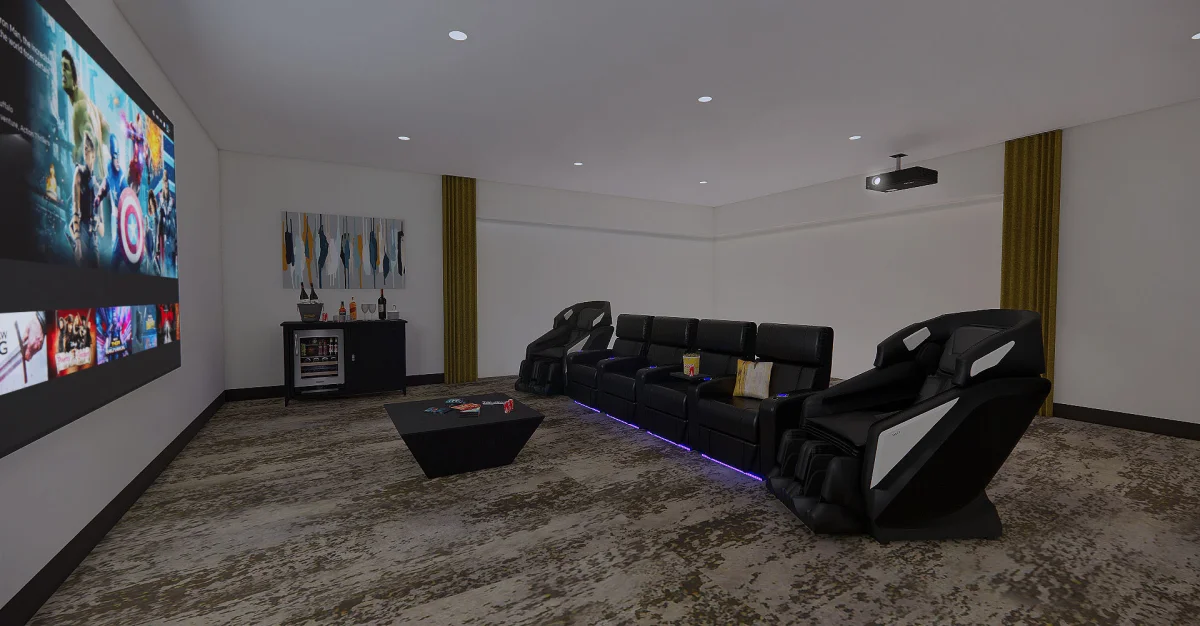 Modern home theater 3D rendering design