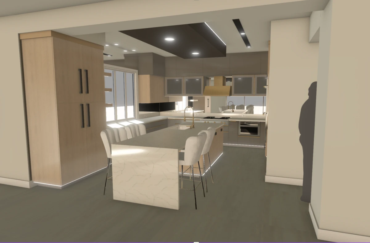 Welch project kitchen 3D rendering, view 2