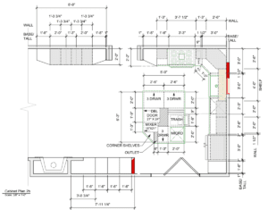 Elegant kitchen blueprint featuring spacious counters, ample storage, and a functional dining area.