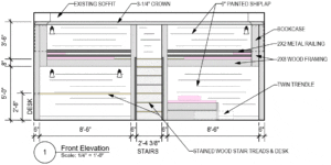 Custom office elevation design showcasing a functional and stylish workspace with modern rustic elements.