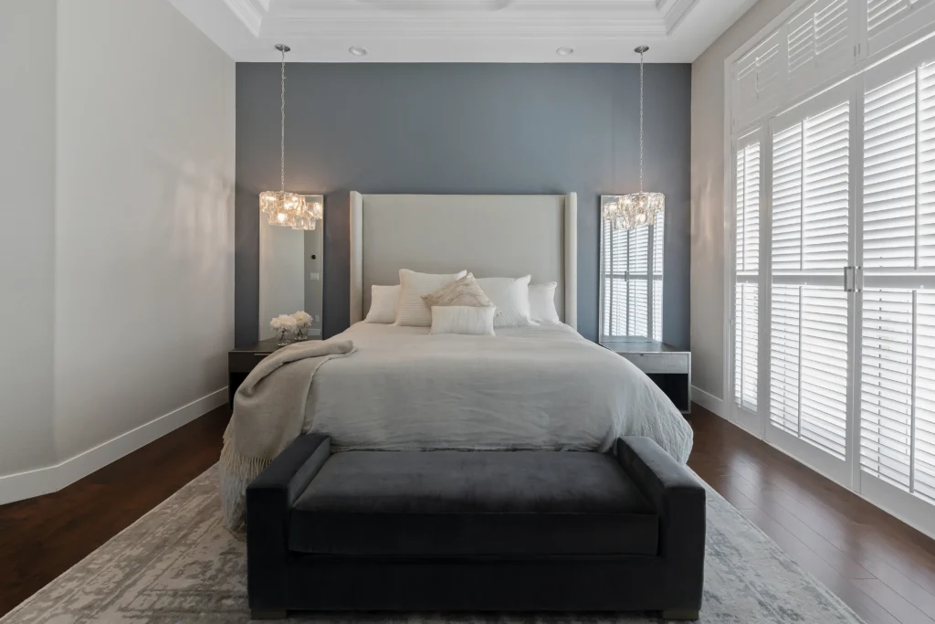 Sophisticated Mesa bedroom design with plush decor, serene colors, and natural light accents.